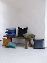 Load image into Gallery viewer, Piped Velvet Cushion Deep Black