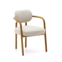Load image into Gallery viewer, Melqui beige chair in solid oak wood a natural finish