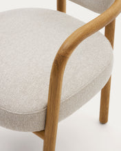 Load image into Gallery viewer, Melqui beige chair in solid oak wood a natural finish - image 14
