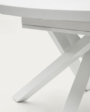 Load image into Gallery viewer, Vashti extendable round table in glass and MDF with steel legs in white, Ø 120(160)x120cm - image 11