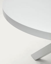 Load image into Gallery viewer, Vashti extendable round table in glass and MDF with steel legs in white, Ø 120(160)x120cm - image 12