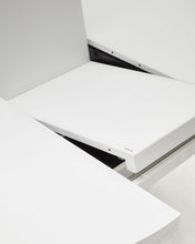 Load image into Gallery viewer, Vashti extendable round table in glass and MDF with steel legs in white, Ø 120(160)x120cm - image 13