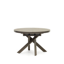 Load image into Gallery viewer, Vashti round extendable table, porcelain and steel legs with a brown finish, Ø 120(160) cm