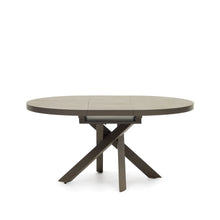 Load image into Gallery viewer, Vashti round extendable table, porcelain and steel legs with a brown finish, Ø 120(160) cm - image 3