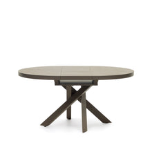 Load image into Gallery viewer, Vashti round extendable table, porcelain and steel legs with a brown finish, Ø 120(160) cm - image 4