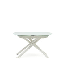Load image into Gallery viewer, Yodalia extendable table in tempered glass with steel legs in a white finish 130(190)x100 cm