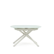 Load image into Gallery viewer, Yodalia extendable table in tempered glass with steel legs in a white finish 130(190)x100 cm - image 2