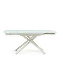 Load image into Gallery viewer, Yodalia extendable table in tempered glass with steel legs in a white finish 130(190)x100 cm - image 4
