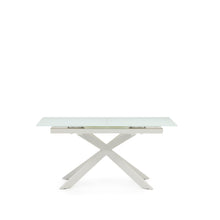 Load image into Gallery viewer, Atminda extendable table in glass and MDF with steel legs in white, 160 (210) x 90 cm - image 2