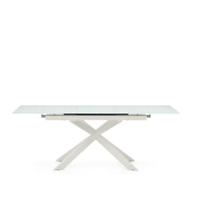 Load image into Gallery viewer, Atminda extendable table in glass and MDF with steel legs in white, 160 (210) x 90 cm - image 3