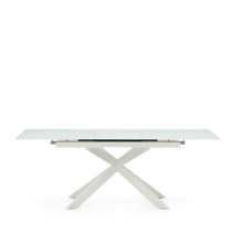 Load image into Gallery viewer, Atminda extendable table in glass and MDF with steel legs in white, 160 (210) x 90 cm - image 4
