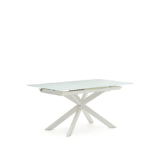 Load image into Gallery viewer, Atminda extendable table in glass and MDF with steel legs in white, 160 (210) x 90 cm - image 5