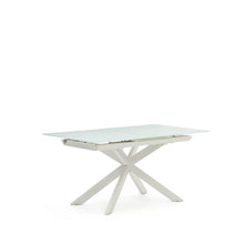 Load image into Gallery viewer, Atminda extendable table in glass and MDF with steel legs in white, 160 (210) x 90 cm - image 6