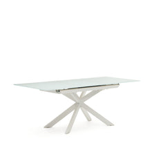 Load image into Gallery viewer, Atminda extendable table in glass and MDF with steel legs in white, 160 (210) x 90 cm - image 7