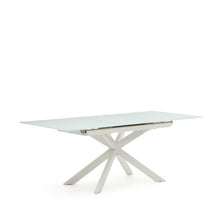 Load image into Gallery viewer, Atminda extendable table in glass and MDF with steel legs in white, 160 (210) x 90 cm - image 8