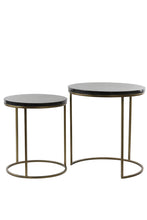 Load image into Gallery viewer, Set Of 2 Side Tables with black quartz top