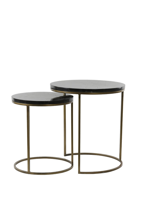 Set Of 2 Side Tables with black quartz top