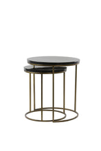 Load image into Gallery viewer, Set Of 2 Side Tables with black quartz top