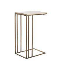 Load image into Gallery viewer, Travertine &amp; Bronze Side Table