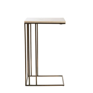 Travertine & Bronze Side Table