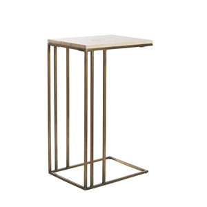 Travertine & Bronze Side Table