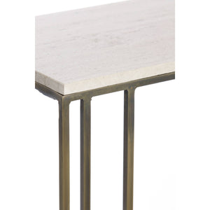 Travertine & Bronze Side Table