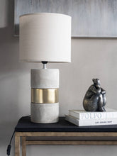 Load image into Gallery viewer, Concrete &amp; Gold Table Lamp