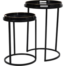 Load image into Gallery viewer, Black &amp; Gold Set Of 2 Side Tray Tables