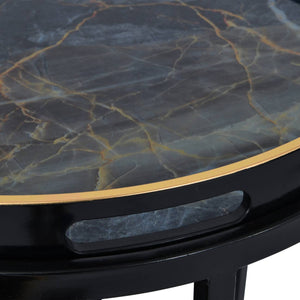 Black & Gold Set Of 2 Side Tray Tables