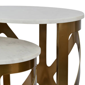 Metropolitan Set Of 2 Side Tables With Off White Marble Top