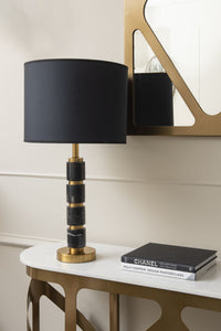 Black Marble Column Lamp Base With Shade
