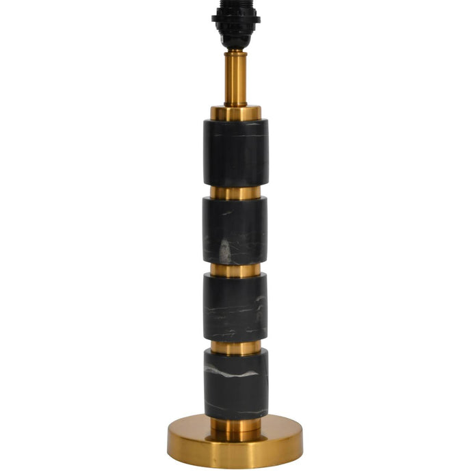 Black Marble Column Lamp Base With Shade