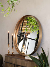 Load image into Gallery viewer, Brass Textured Round Mirror
