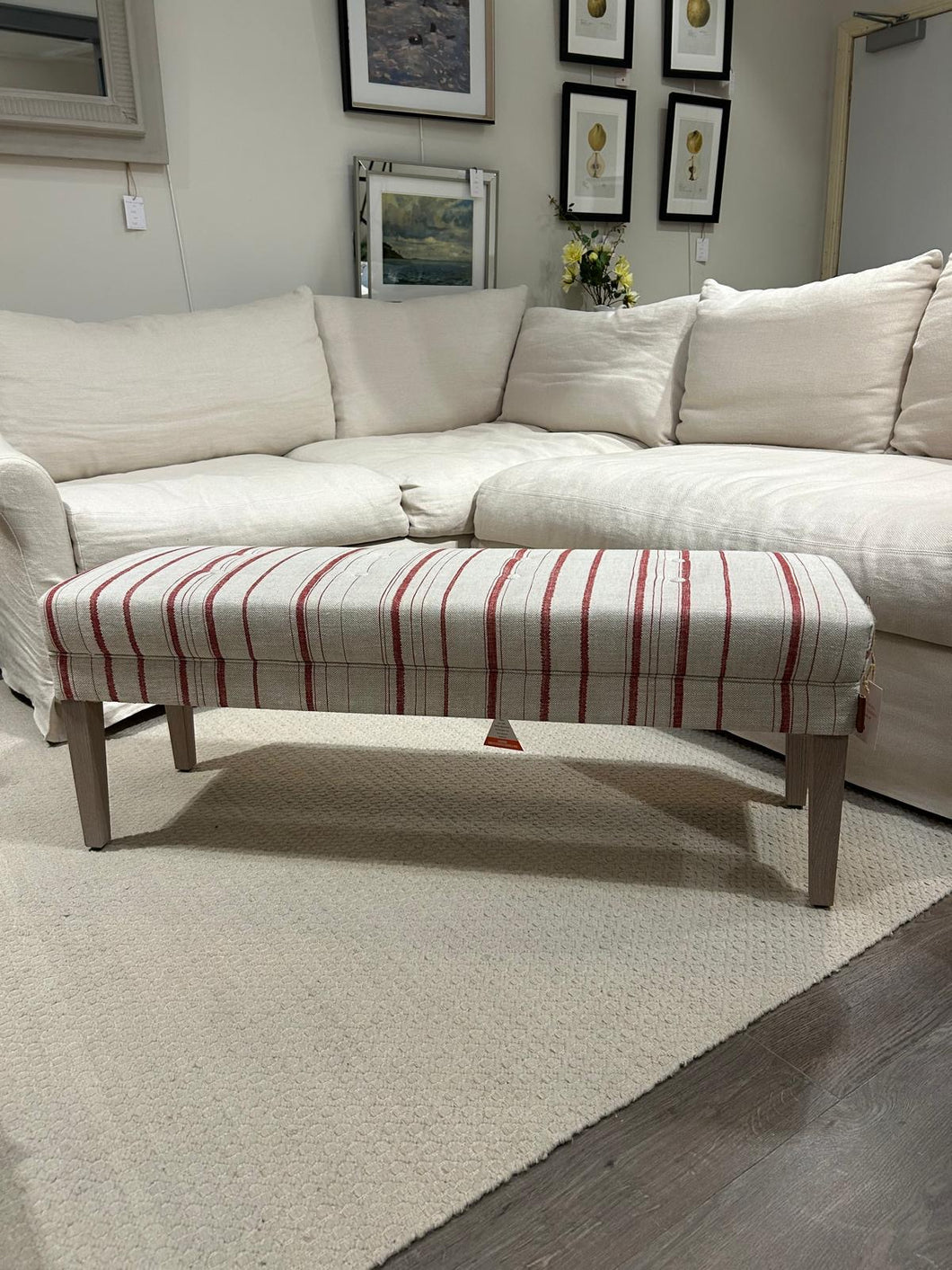 Rupert Stool - Red Carskiey Stripe