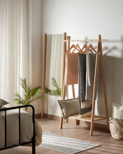 Load image into Gallery viewer, Natane birch wood and rattan clothing rail, 95 x 152 cm - image 6