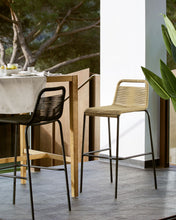 Load image into Gallery viewer, Lambton stackable stool in brown rope and black finish steel 74 cm - image 5