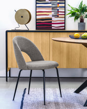 Load image into Gallery viewer, Mahalia dining chair in light grey with steel legs, with a black painted finish FSC 100% - image 7