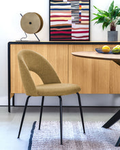 Load image into Gallery viewer, Mahalia dining chair in mustard with steel legs, with a black painted finish FSC 100% - image 7