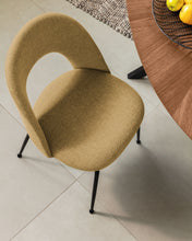 Load image into Gallery viewer, Mahalia dining chair in mustard with steel legs, with a black painted finish FSC 100% - image 8