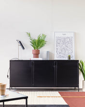 Load image into Gallery viewer, Shantay metal sideboard in a painted black finish with 3 doors, 160 x 72 cm - image 5