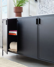Load image into Gallery viewer, Shantay metal sideboard in a painted black finish with 3 doors, 160 x 72 cm - image 6