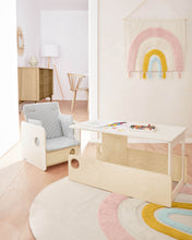 Load image into Gallery viewer, 100% organic cotton (GOTS) Nuun highchair cushion in blue stripes - image 5