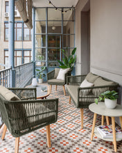 Load image into Gallery viewer, Inti 2 seater sofa with 2 green cord armchairs, FSC 100% - image 2