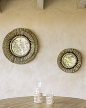 Load image into Gallery viewer, Akila round mirror made from beige natural fibres and black cotton cord, 60 cm - image 3