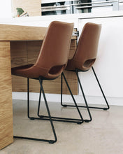 Load image into Gallery viewer, Zahara synthetic leather brown chair with steel legs with black finish FSC 100% - image 7