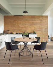 Load image into Gallery viewer, Niut round Ø 120 cm melamine table with natural finish and steel legs with black finish - image 2