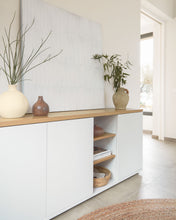Load image into Gallery viewer, Abilen oak wood veneer 3 door sideboard with white lacquer, 180 x 75 cm FSC 100% - image 5
