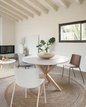 Load image into Gallery viewer, Argo round table in melamine with white finish and wood effect steel legs Ø 120 cm - image 5