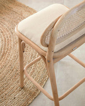 Load image into Gallery viewer, Doriane 65 cm height solid oak stool with natural finish and upholstered seat FSC Mix Credit - image 5