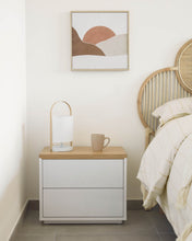 Load image into Gallery viewer, Abilen oak veneer and white lacquer bedside table 53 x 44 cm FSC 100% - image 3